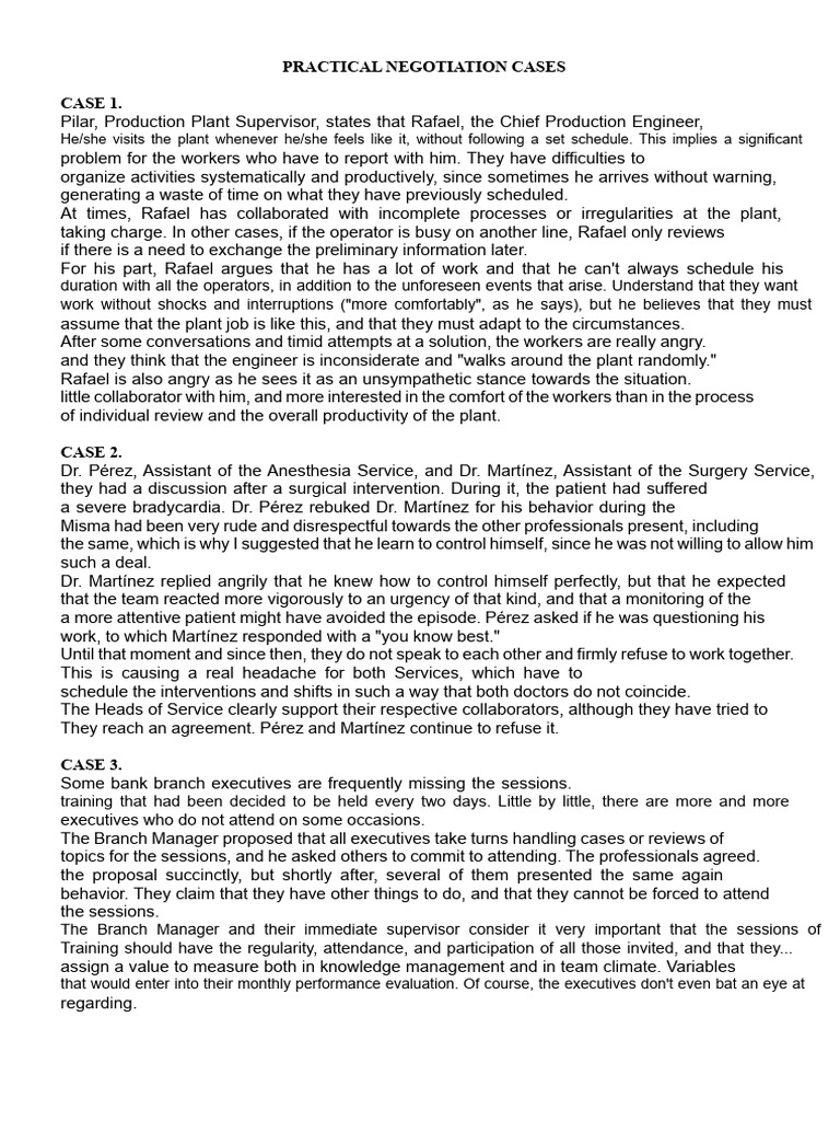 Practical Cases of Negotiation | PDF | Negotiation