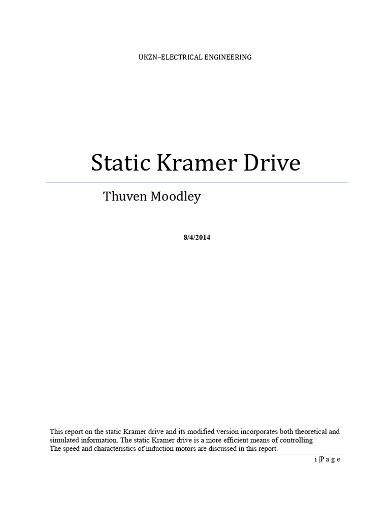 Static Kramer Drive Overview and Benefits | PDF | Electric Motor ...