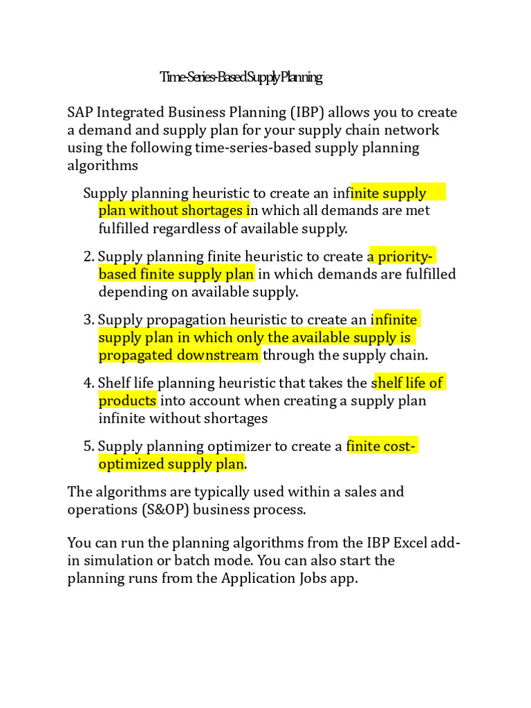 Time-Series Supply Planning in SAP IBP | PDF | Supply Chain | Microsoft ...