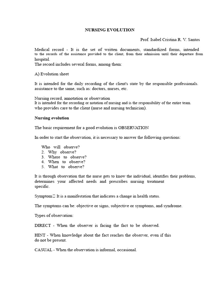 Nursing Evolution and Documentation Guide | PDF | Physical Examination ...