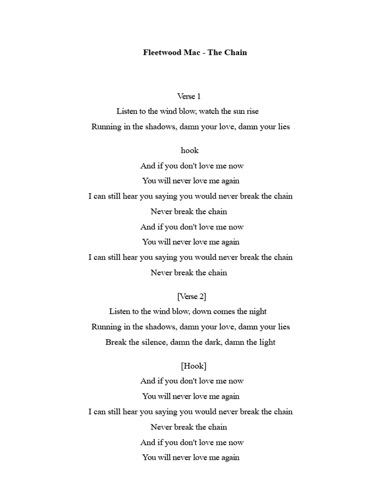 Fleetwood Mac: The Chain Lyrics | PDF