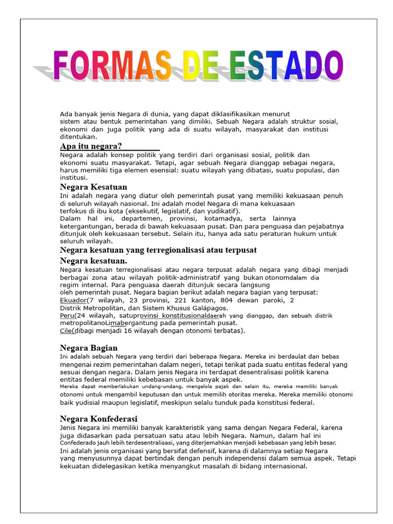Jenis-Jenis Negara Berdasarkan Pemerintahan | PDF