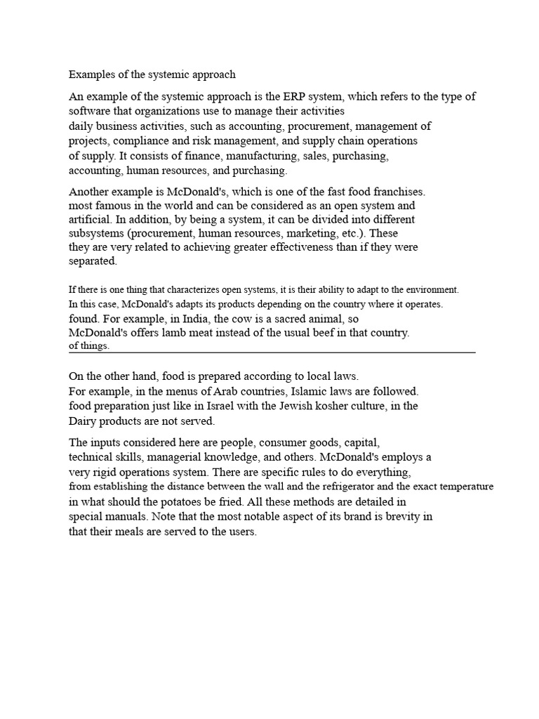 Examples of The Systemic Approach | PDF