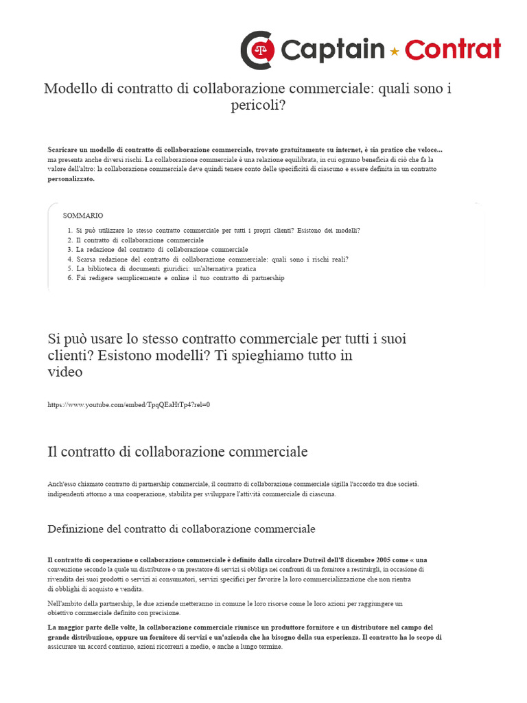 Modello Di Contratto Di Collaborazione Commerciale Quali Sono I ...
