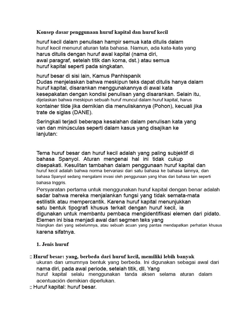 Konsep Dasar Penggunaan Huruf Kapital Dan Huruf Kecil Pdf