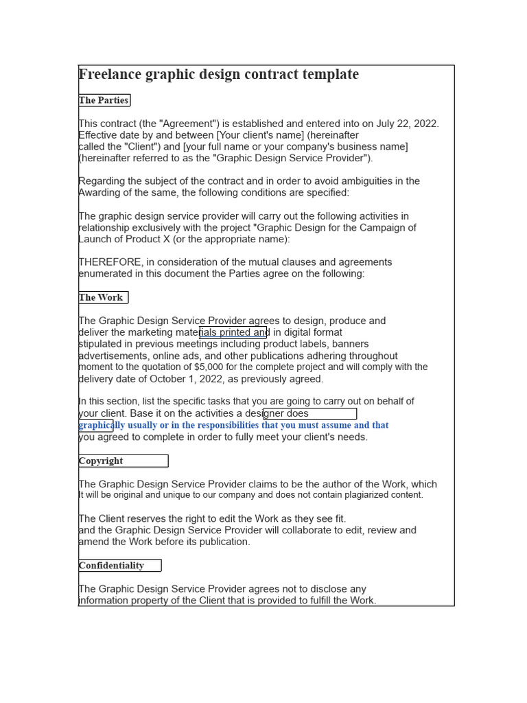 Freelance Graphic Design Contract Template | PDF | Graphic Design ...