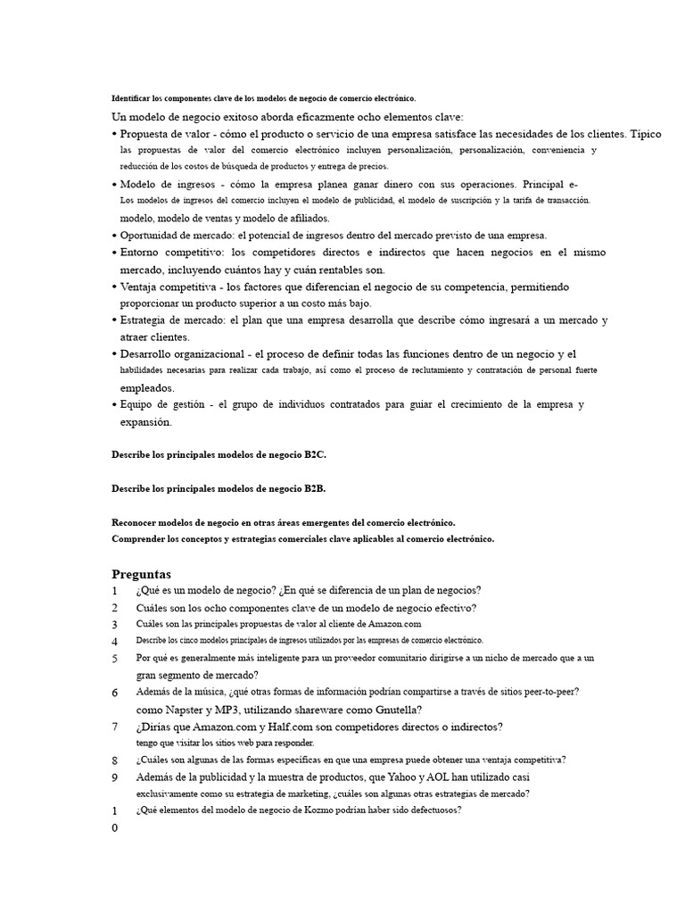 Claves de Modelos de Negocio E-commerce | PDF | Modelo de negocio ...