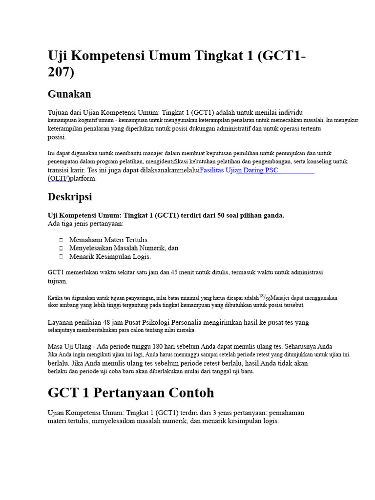 Panduan Ujian GCT1: Persiapan dan Tips | PDF