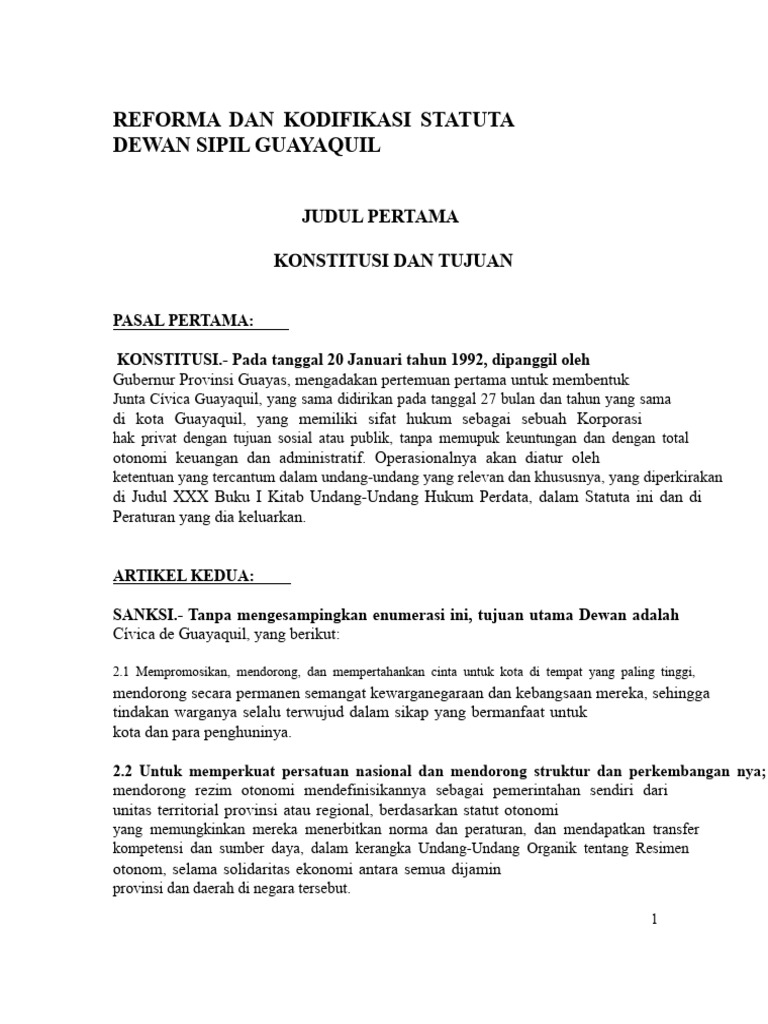 Statuta Dewan Sipil Guayaquil 1992 | PDF