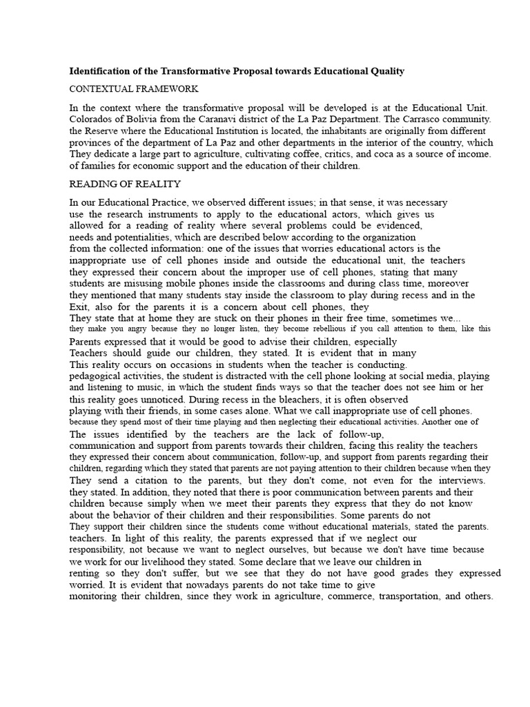 Transformative Proposal for Education Quality | PDF | Mathematics ...
