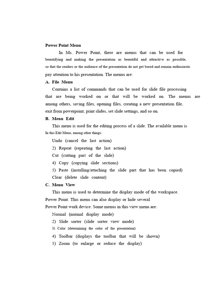 PowerPoint Menu Overview and Functions | PDF | Window (Computing ...