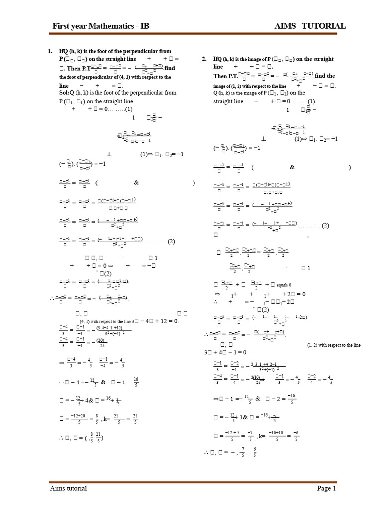 IB First Year Mathematics Tutorial | PDF | Elementary Geometry ...