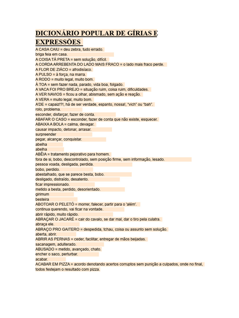 Dicionário Popular de Gírias e Expressões | PDF