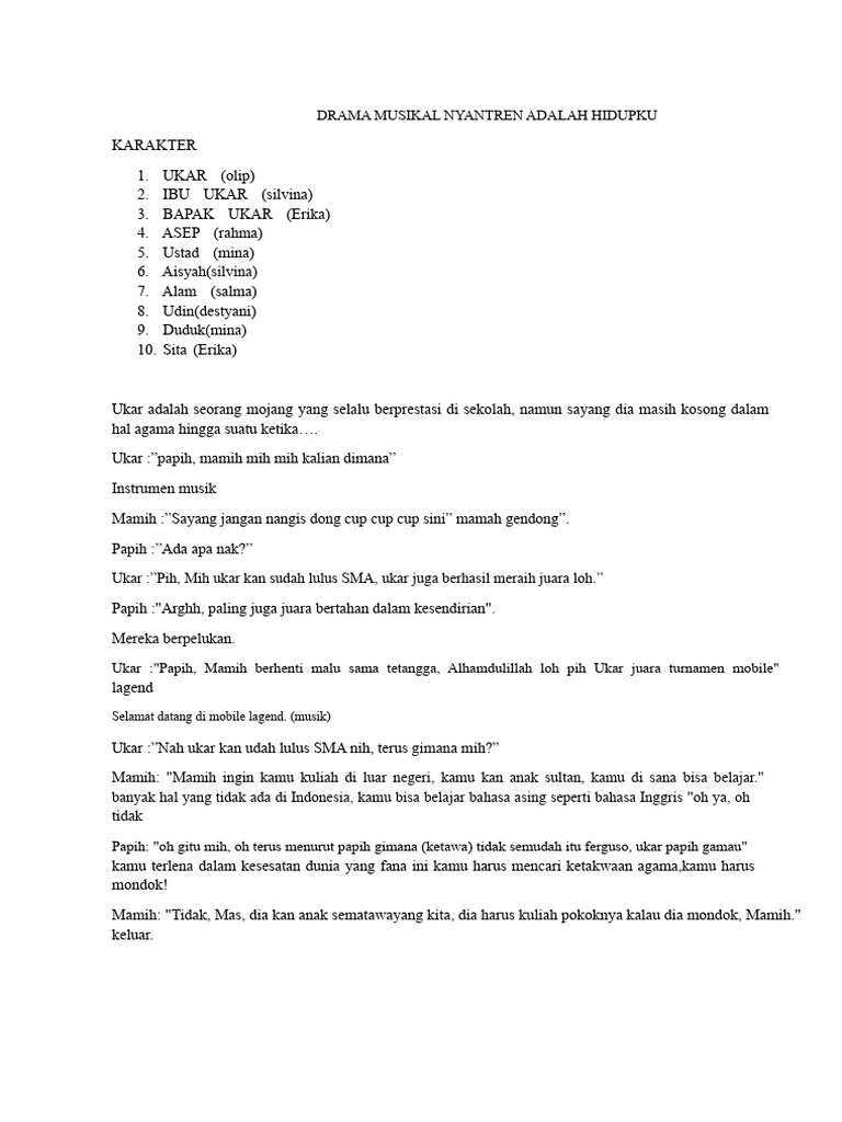 Drama Musikal Nyantrean Ukar | PDF
