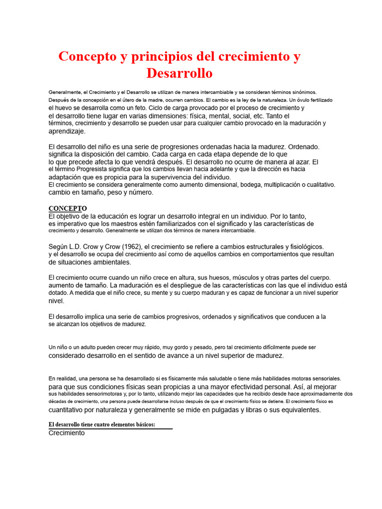 Crecimiento y Desarrollo: Conceptos Clave | PDF | Aprendizaje ...