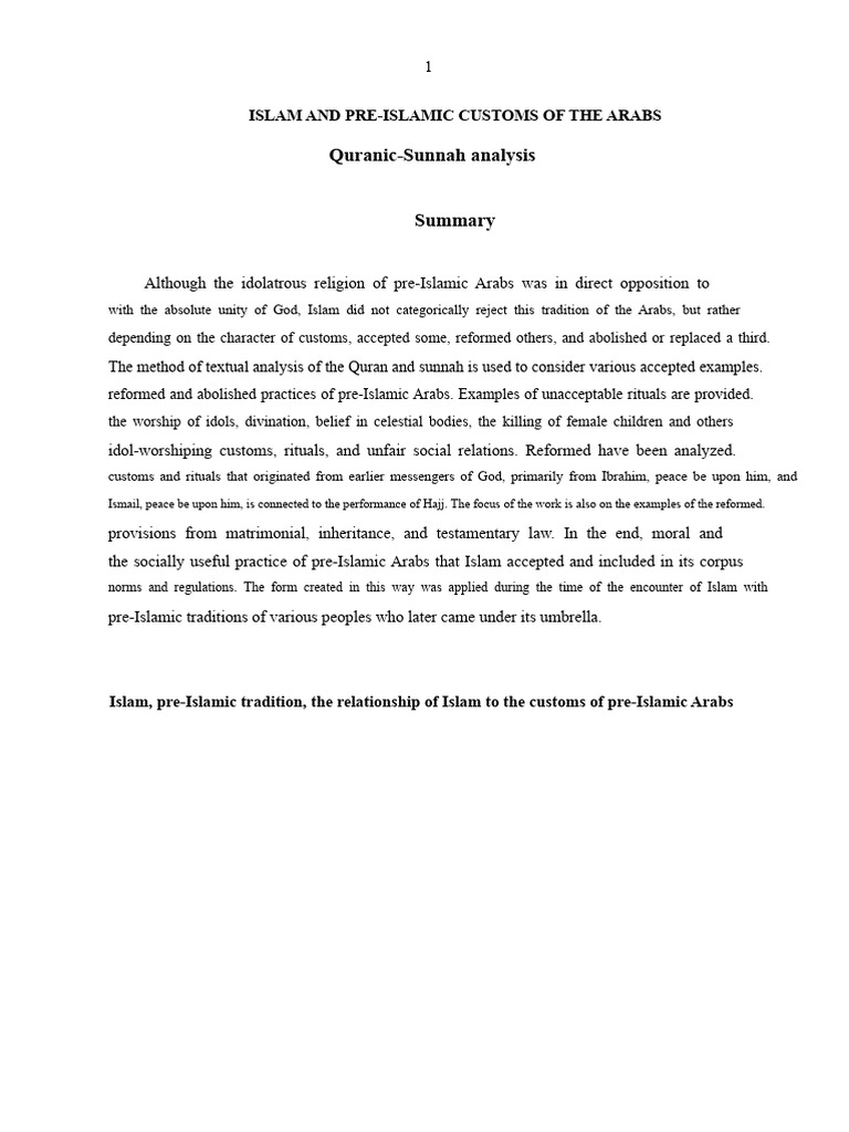 Islam's Reform of Pre-Islamic Arab Customs | PDF | Prophets And ...