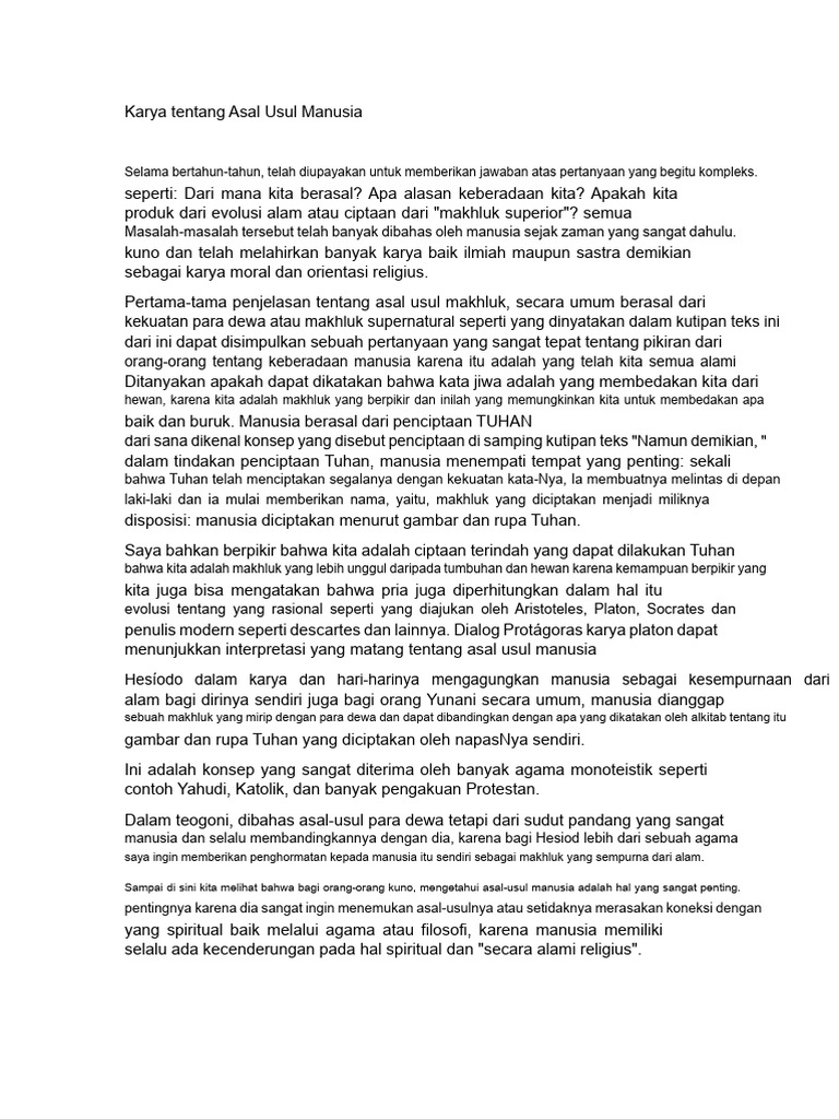 Asal Usul Manusia: Kreasi vs Evolusi | PDF