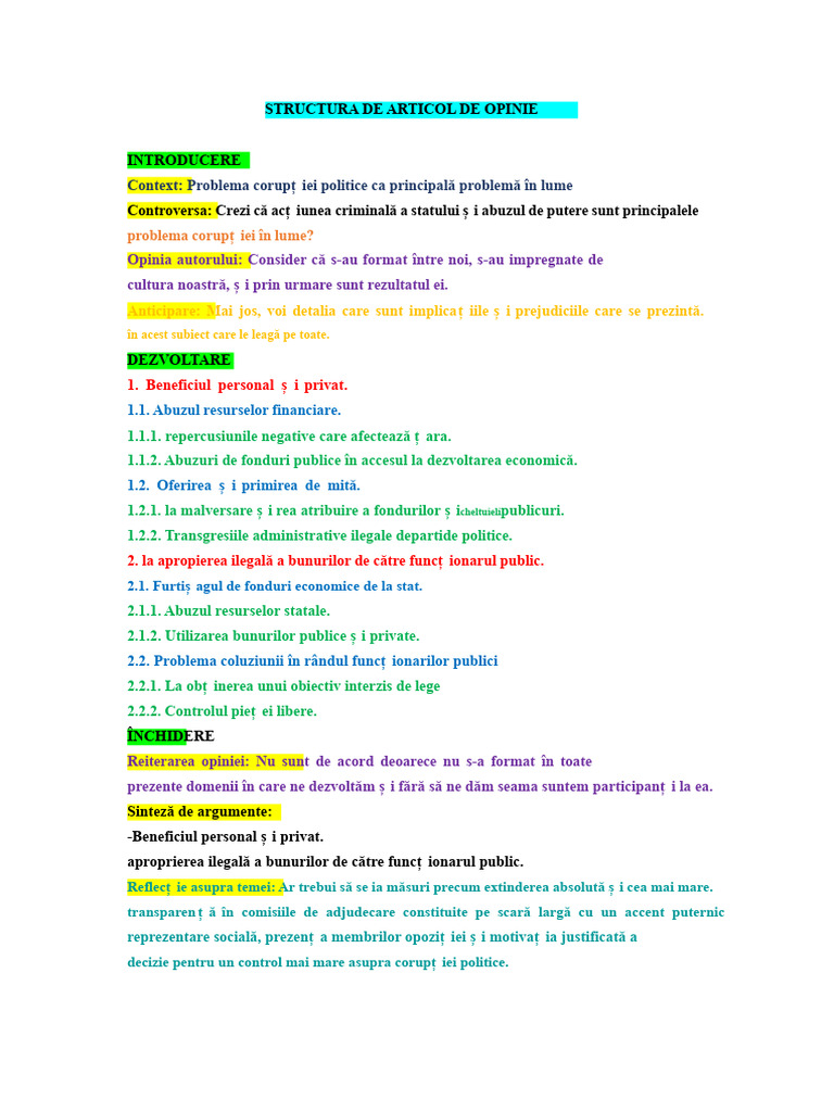 Structura Unui Articol de Opinie | PDF