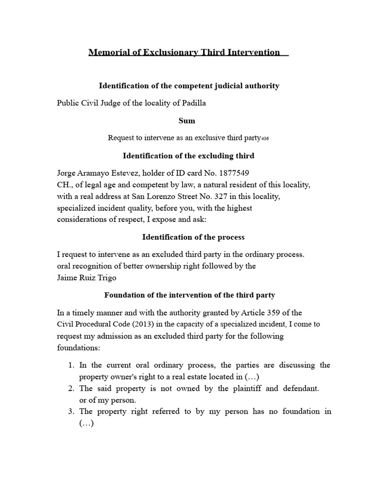 Exclusive Third Party Intervention Request | PDF | Justice | Crime ...