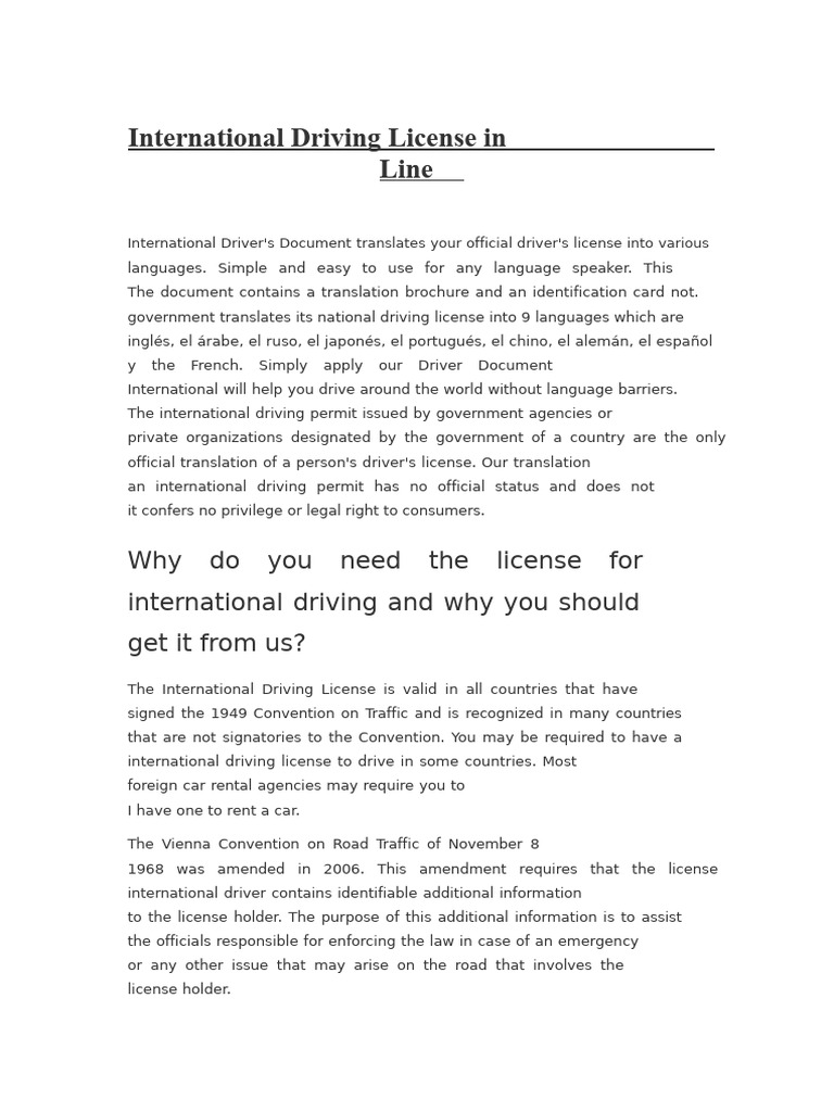 International Driving License Overview | PDF | Driver's License ...