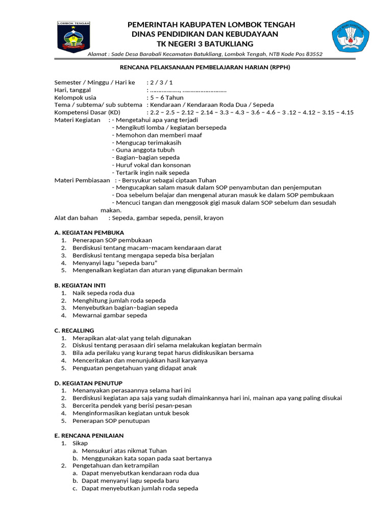 RPPH TK-B SMT2 Minggu - 03 - Kendaraan Darat | PDF