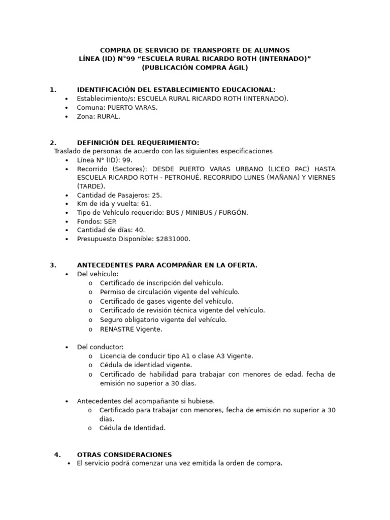 Linea 99 Transporte Ee - TT Ricardo Roth Internado | PDF | Licencia de ...