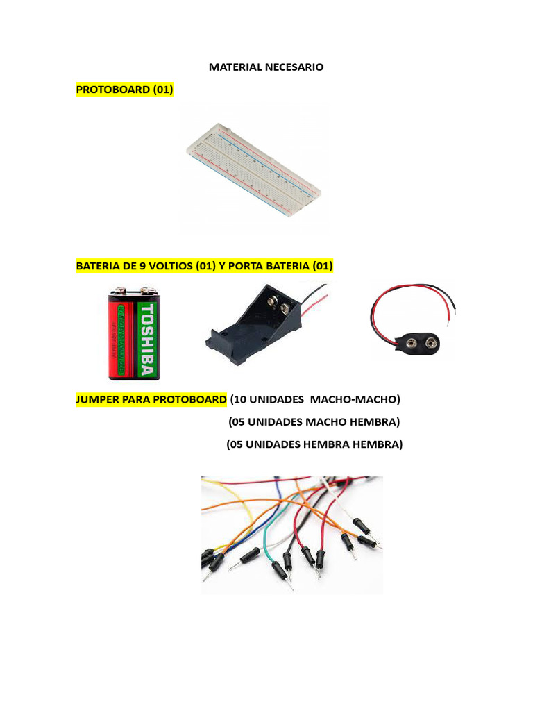 Material Necesario Practica Led | PDF