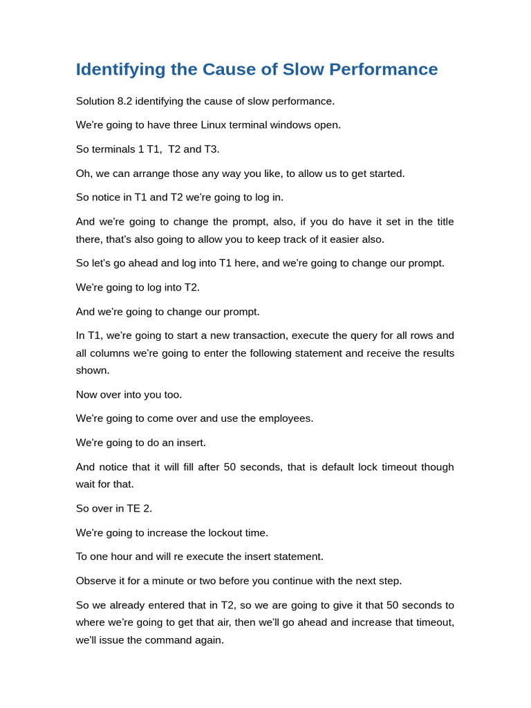 5 - Practice 8-2 Identifying The Cause of Slow Performance - English ...