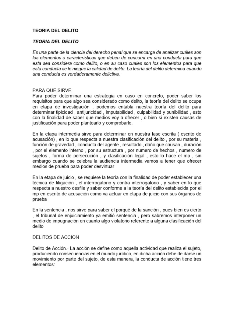 Elementos Clave de la Teoría del Delito | PDF | Justicia penal | Crimen ...