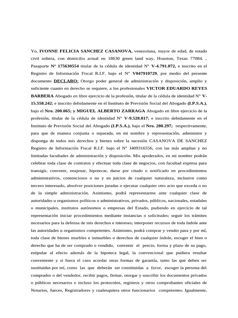 Poder Notarial General de Administración | PDF | Propiedad | Ley común