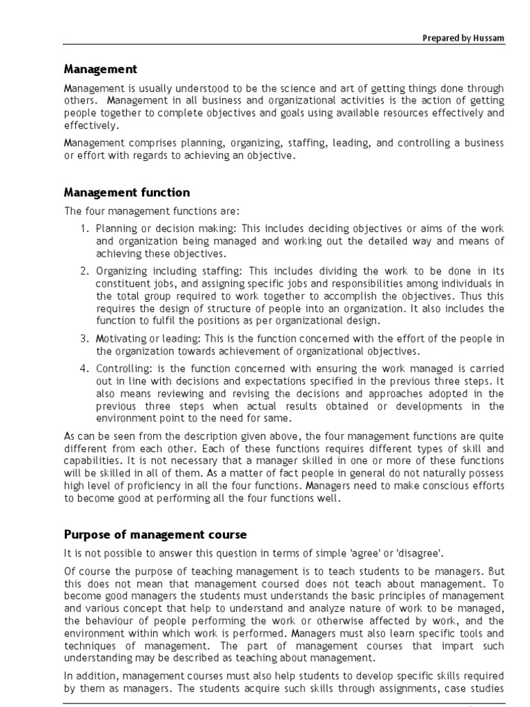 Management Functions & Roles | PDF | Corporations | S Corporation