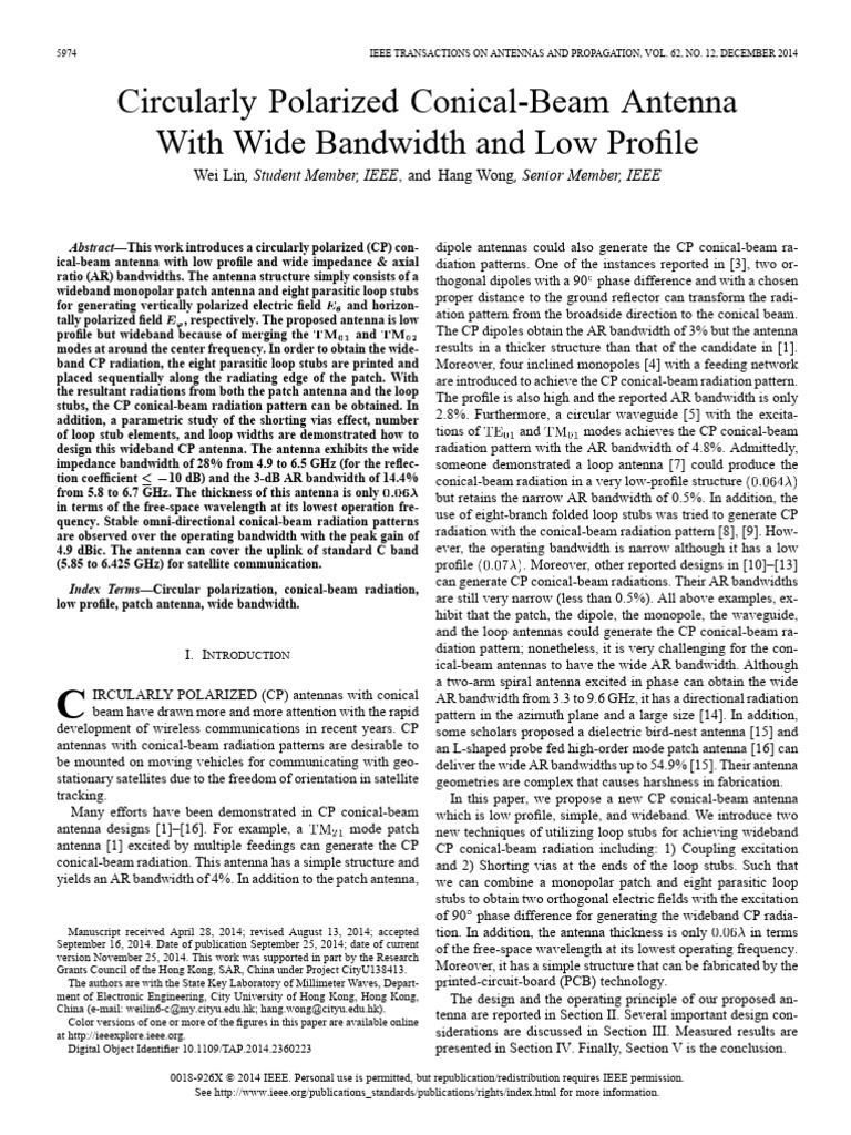 Wideband Circularly Polarized Antenna | PDF | Antenna (Radio ...