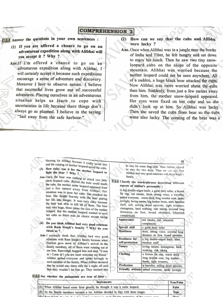 STD 11 English Ch1 Read 2 Comprehnsion&Vocabulary | PDF