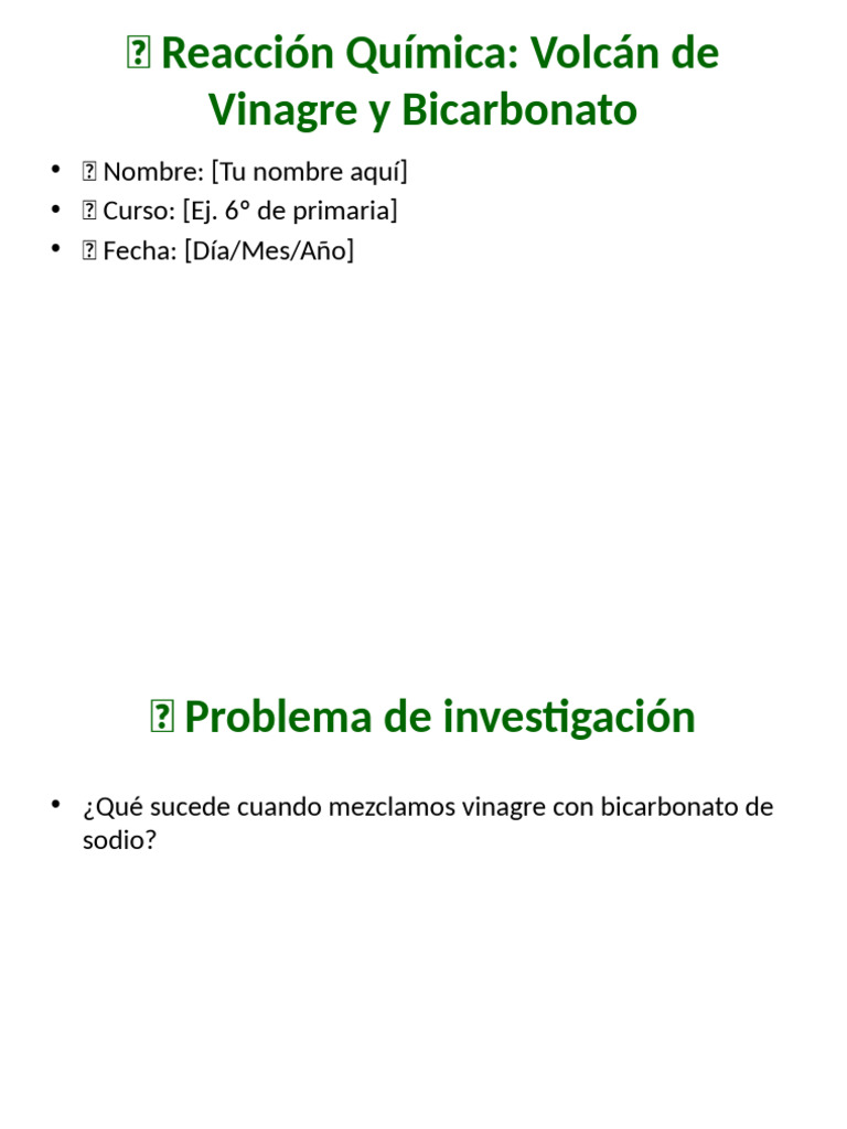 Experimento Volcan Vinagre Bicarbonato Pdf