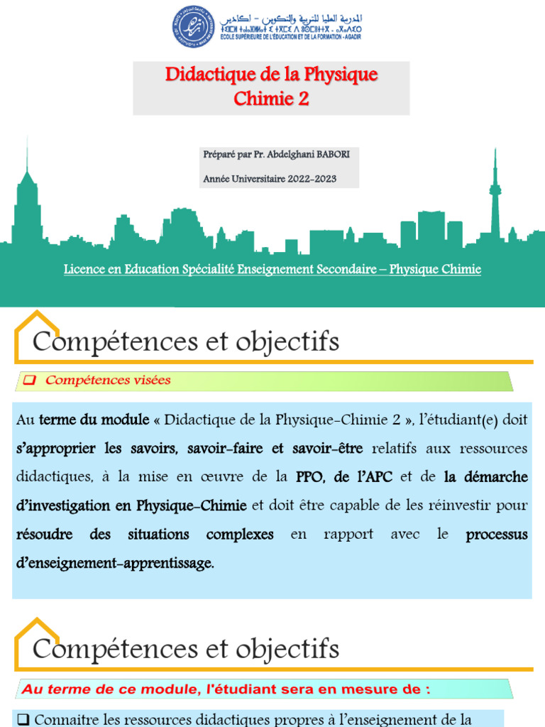 Didactique de la Physique-Chimie 2024 | PDF | Pédagogie | Apprentissage