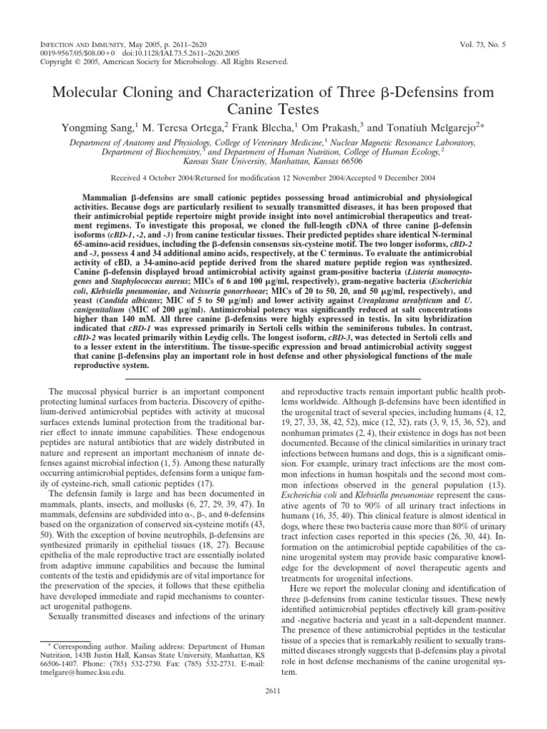 Molecular Cloning and Characterization of Three Defensins From | PDF ...