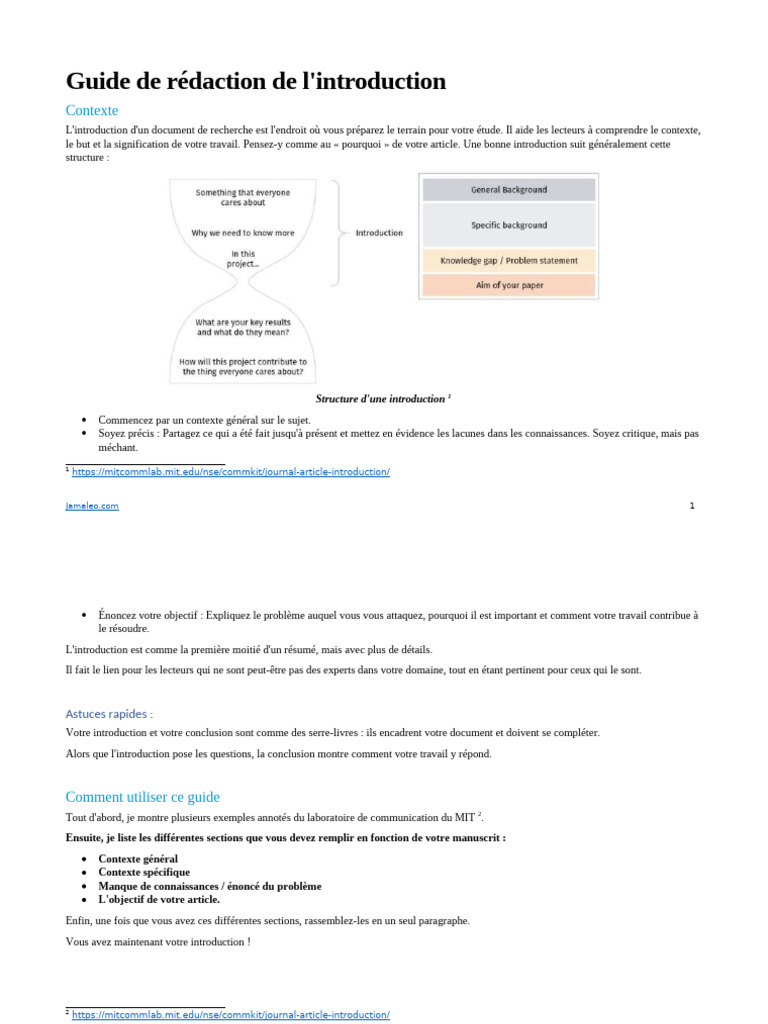 Guide pour rédiger une introduction efficace | PDF