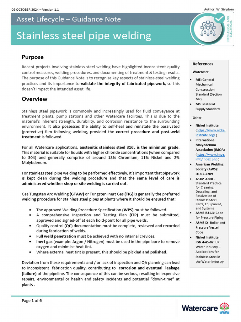 Guidance Notes Stainless Steel Pipe Welding 0770de816d | PDF ...