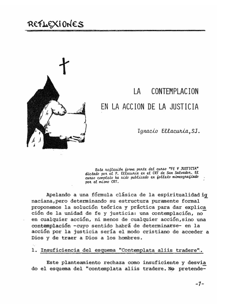 Ellacura I. S.F. La Contemplacin en La Accin de La Justicia | PDF