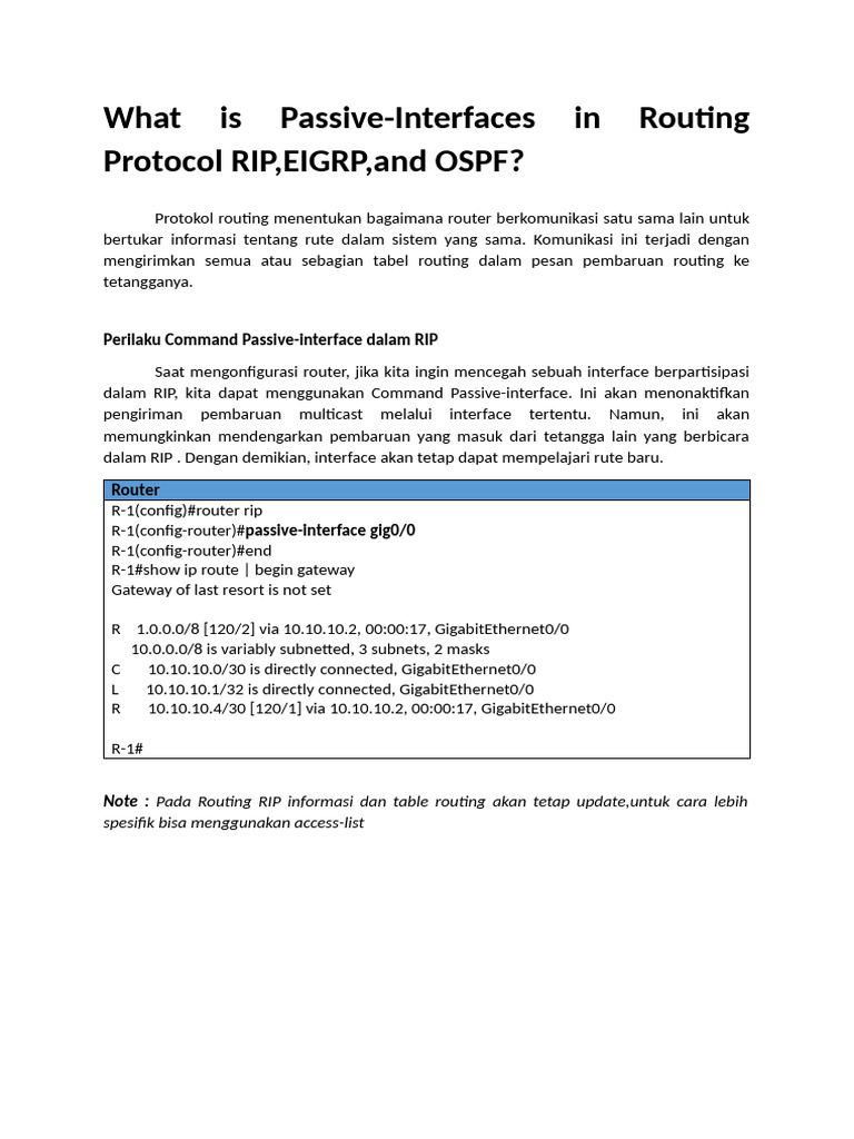 Perilaku Command Passive-Interface | PDF