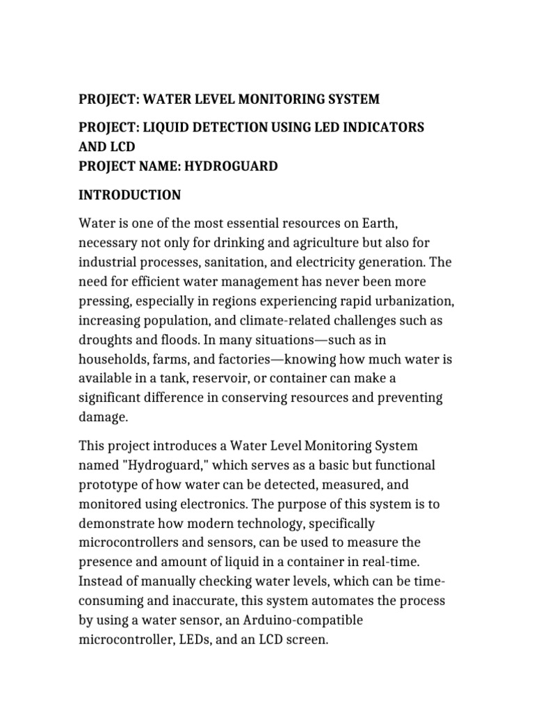 Hydroguard Water Level Project | PDF | Water | Automation