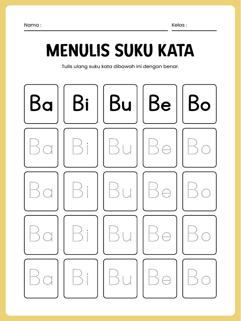 2 Belajar Menulis Suku Kata | PDF