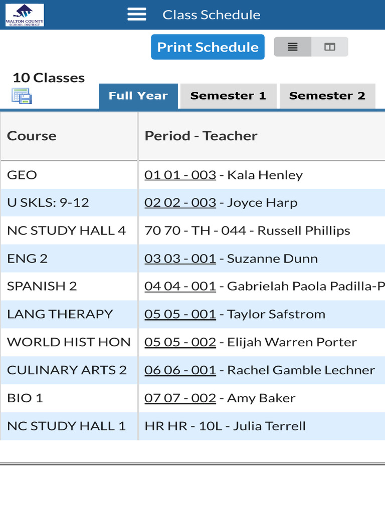 Class Schedule | PDF
