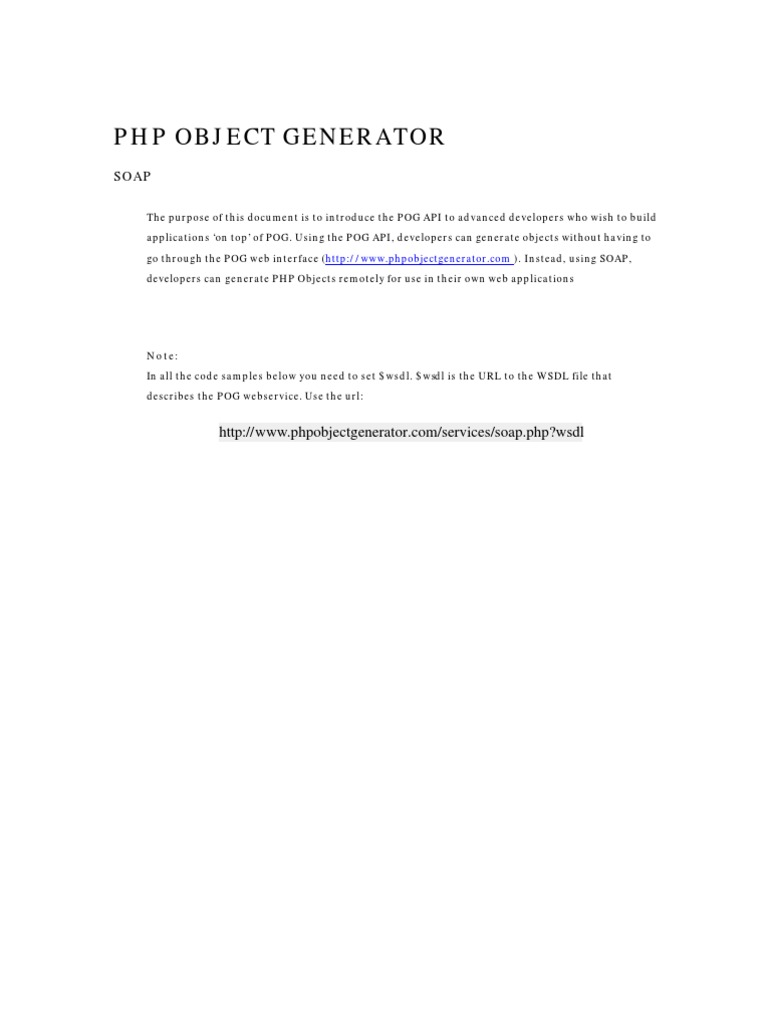 PHP Object Generator API | PDF