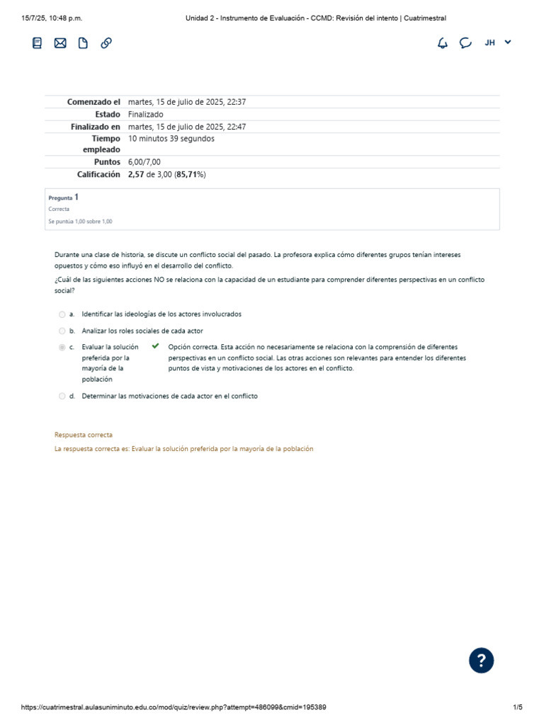 Unidad 2 - Instrumento de Evaluación - CCMD - Revisión Del Intento ...