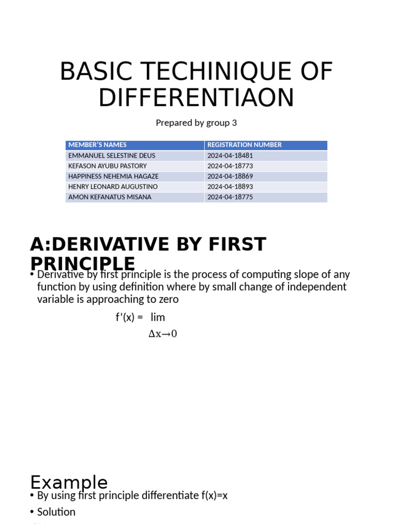 Basic Techinique of Differentiaon | PDF | Derivative | Mathematical ...
