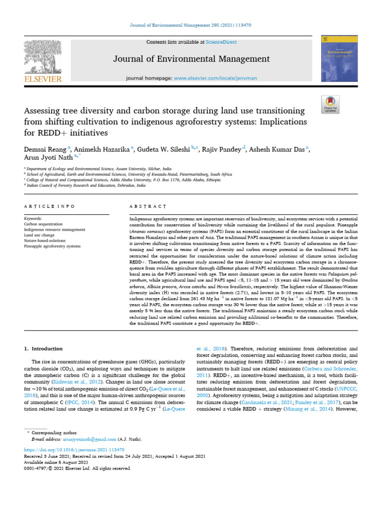Tree Diversity and Carbon Storage in Agroforestry | PDF | Climate ...