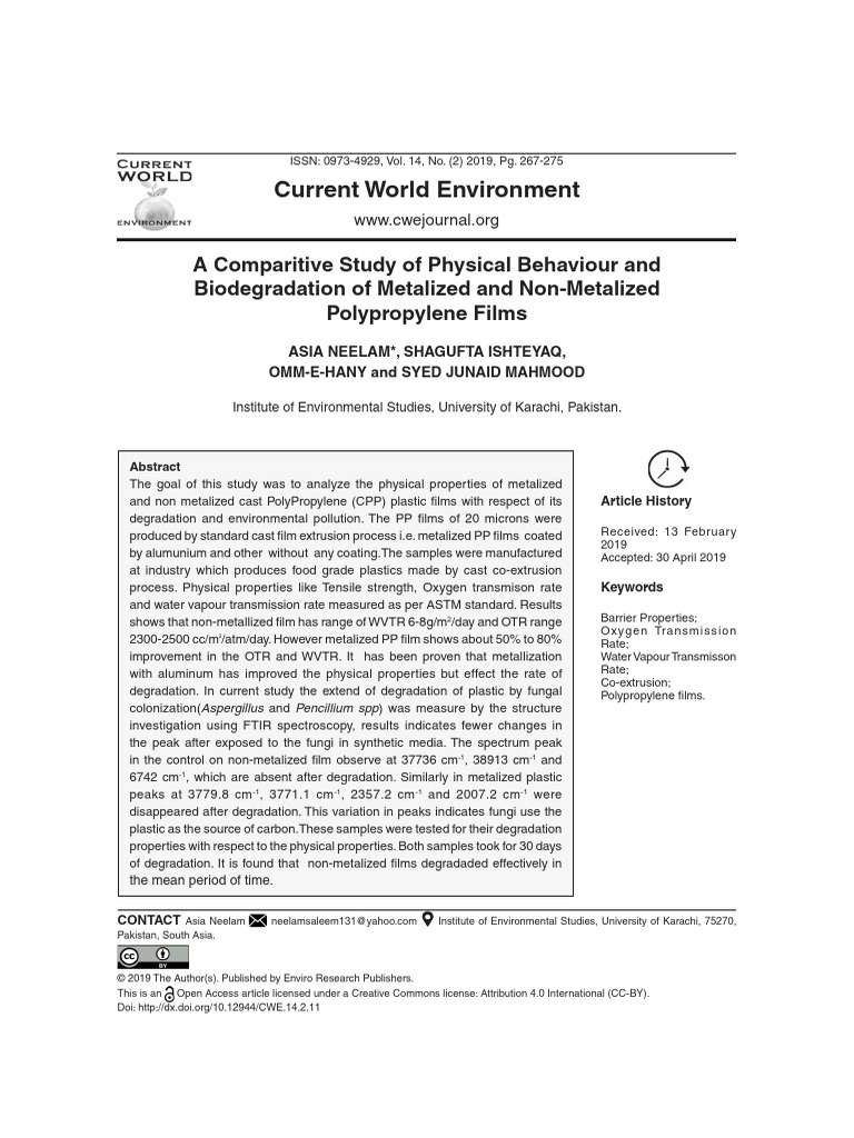 A Comparitive Study of Physical Behaviour and Biod | PDF | Polyethylene ...