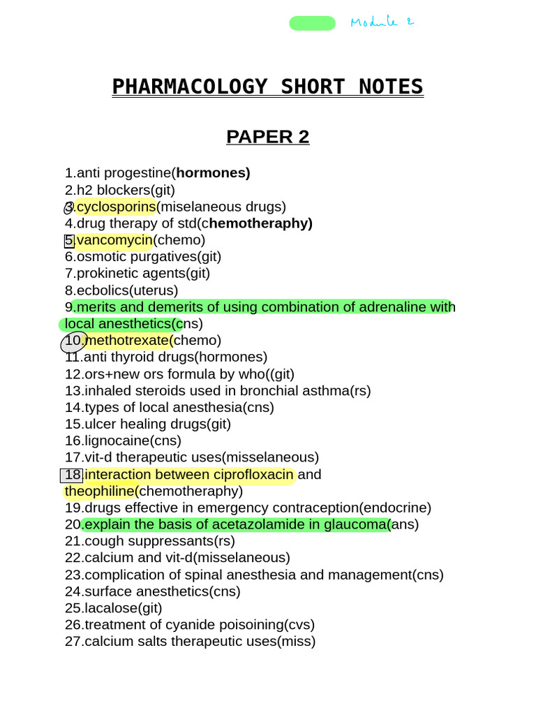 Comprehensive Pharmacology Notes | PDF | Chemotherapy | Clinical Medicine