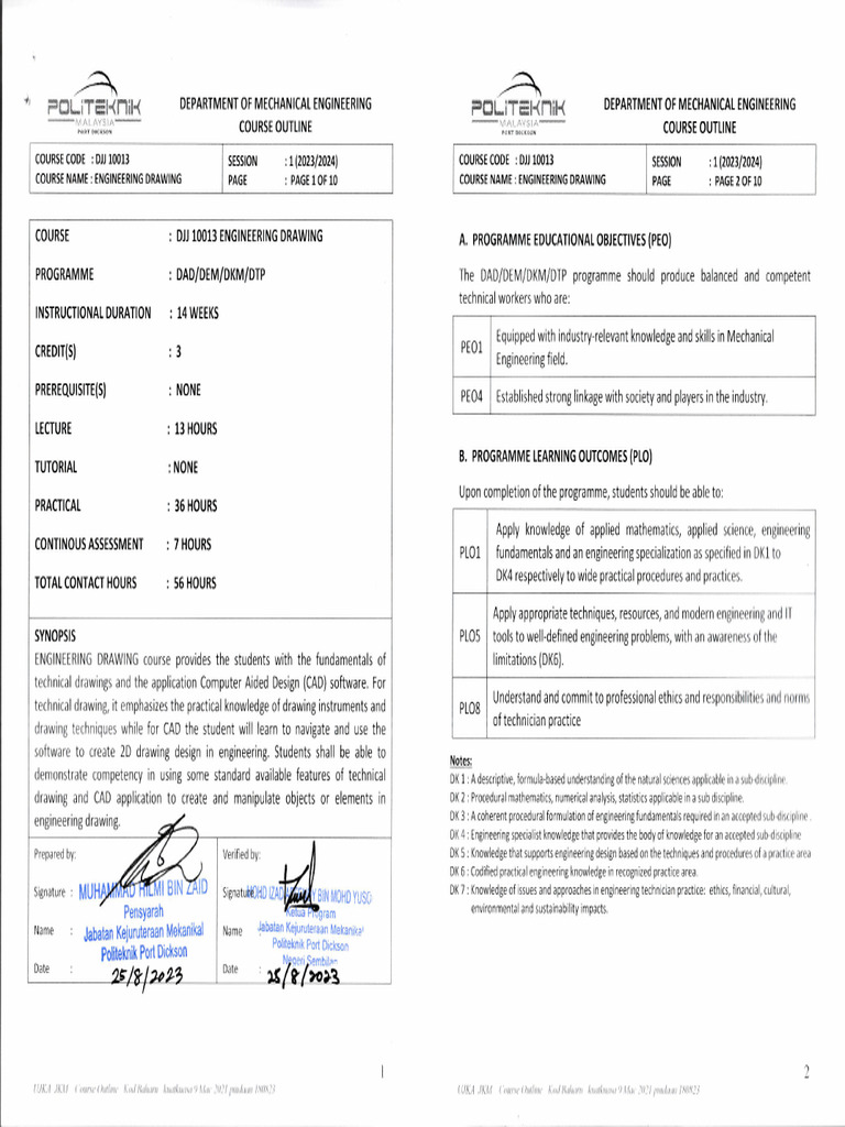 Engineering Drawing Course Outline | PDF | Technical Drawing | Infographics